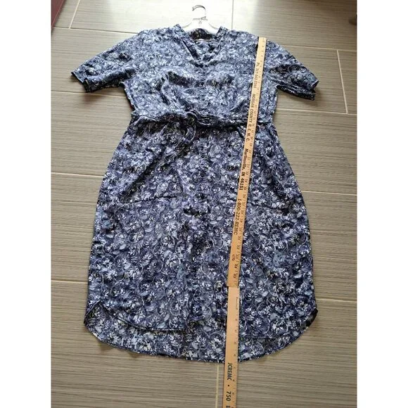 Lauren Ralph Lauren Linen Floral Shirtdress Tie Waist Blue Plus Size 14 Women's - Picture 12 of 12